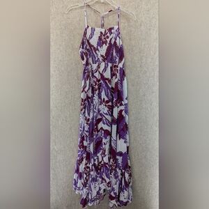Free People Heat Wave Print Maxi Summer Dress Purple White  Size Large